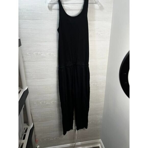 Michael Stars Black Sleeveless Scoop Neck Jumpsuit With Drawstring Waist & Pocke - Picture 3 of 6